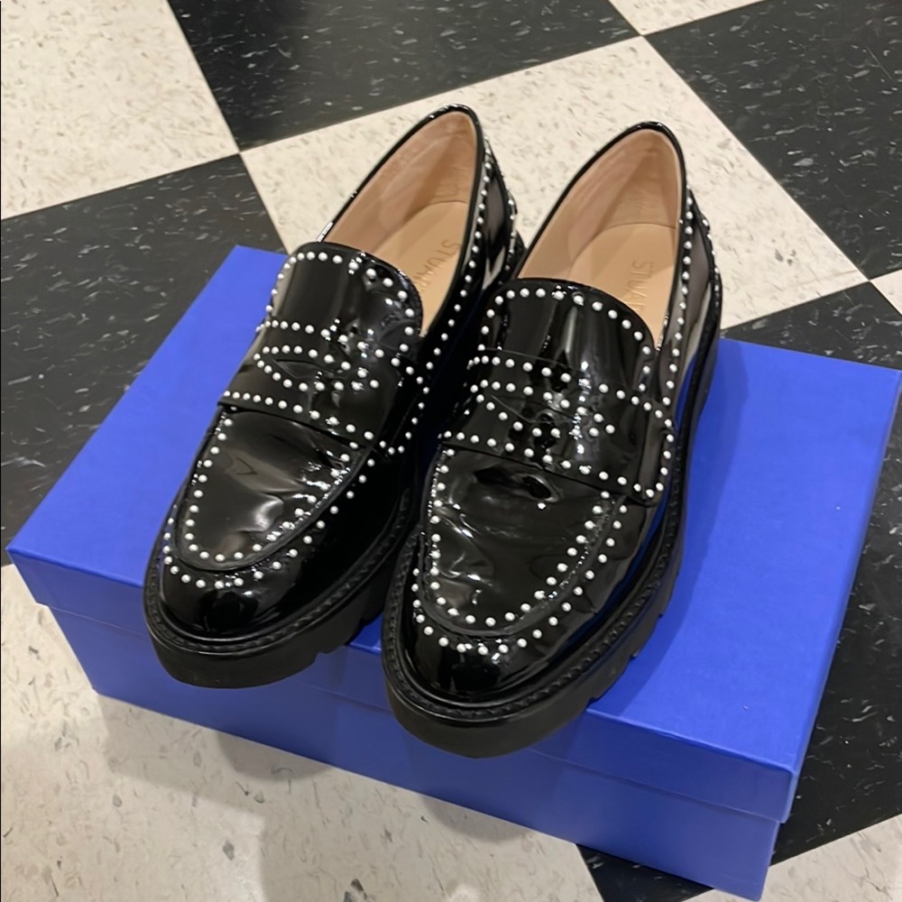 STUART WEITZMAN Parker Embellished Penny Loafers 37/6.5